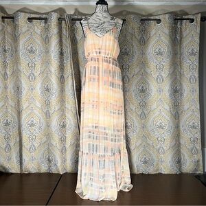 Maurices Spaghetti Strap Peach Flowy Maxi Dress - Size Large